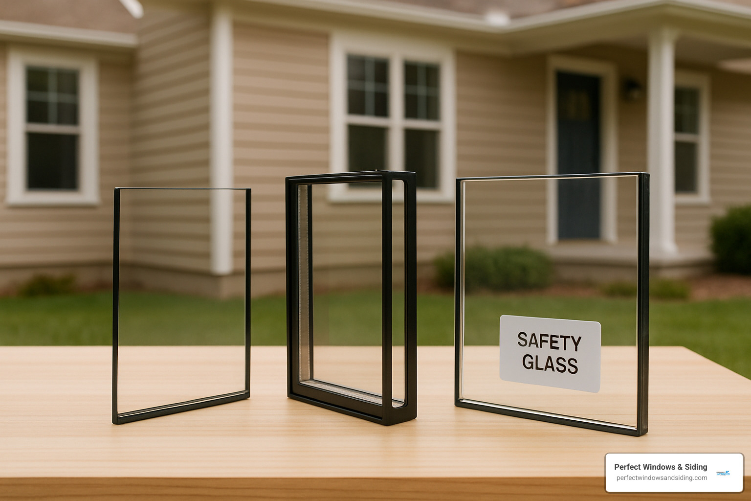 Different types of window glass including single pane, double pane, and safety glass - home window glass replacement near me