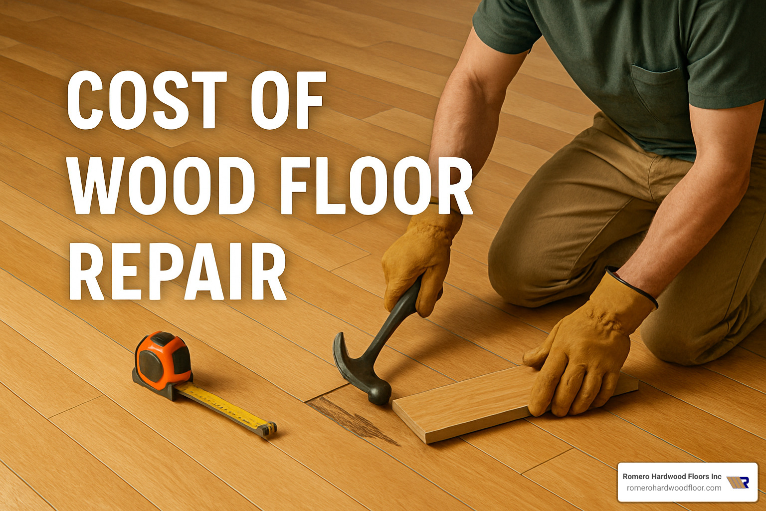 Romero Hardwood Floors Inc team completing a successful floor repair project - Cost of wood floor repair