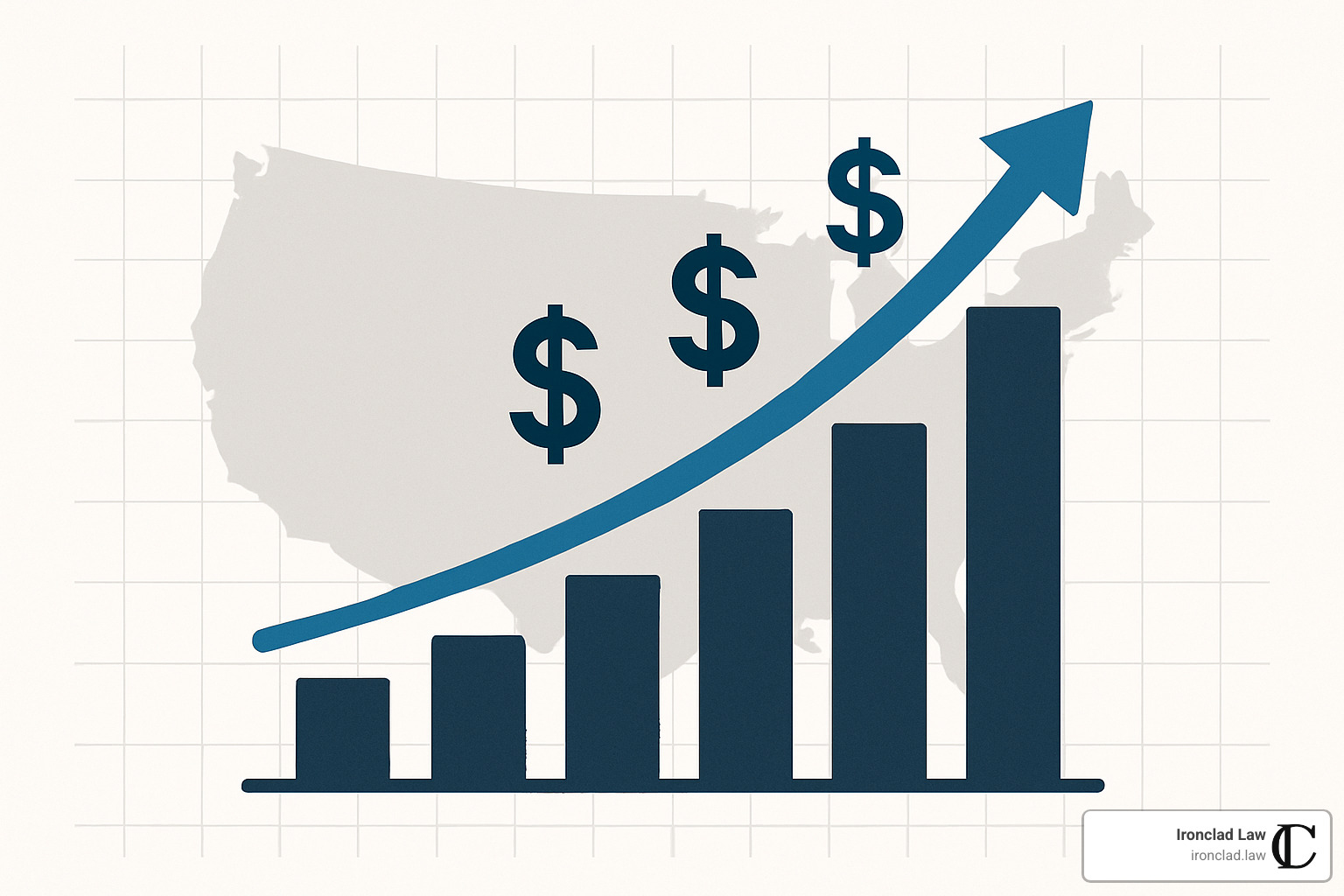 upward trending career graph with dollar signs - series 7 and series 63
