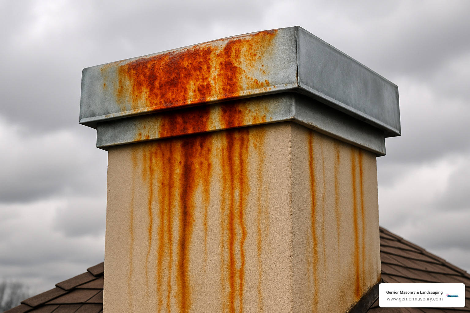 Cover Your Bases with the Best Chimney Chase Cover Replacement Near You 2 Rusted chimney chase cover with visible water damage - chimney chase cover replacement near me