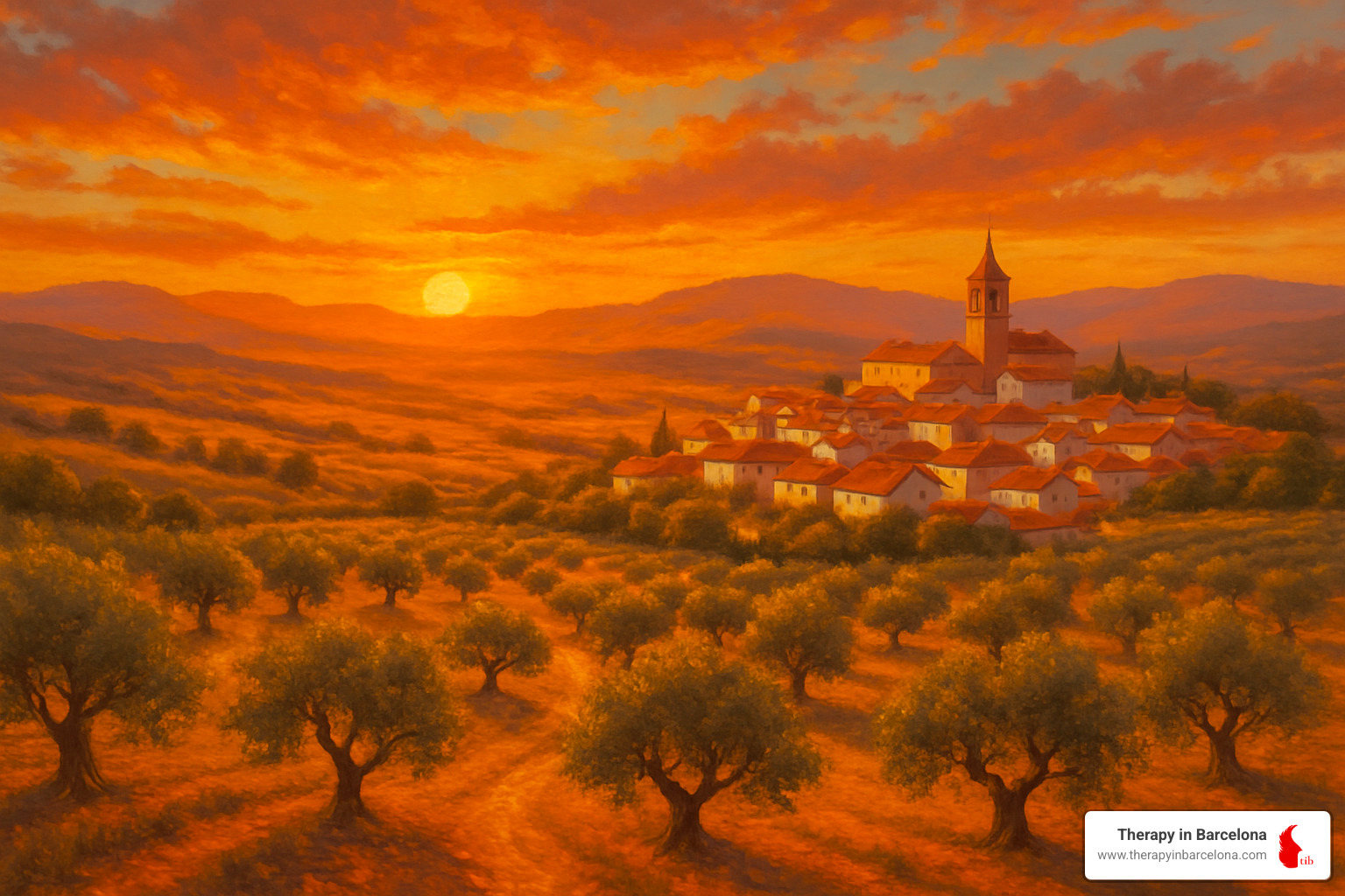 Sunset over Spanish landscape - Expat Mental Health Spain