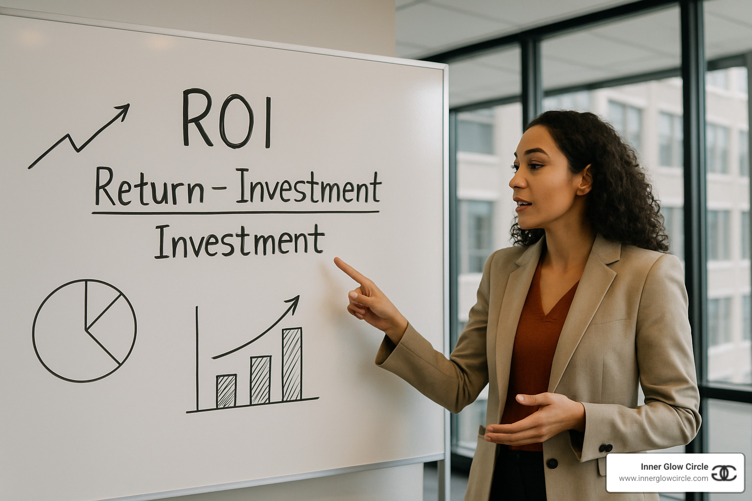 ROI equation for coaching investment on whiteboard - Coaching for women entrepreneurs