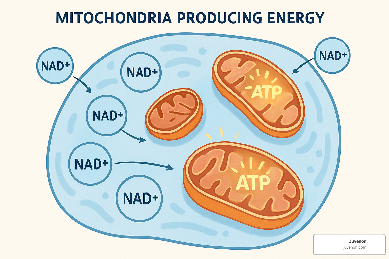 Mitochondria producing energy with NAD+ - health benefits of nad