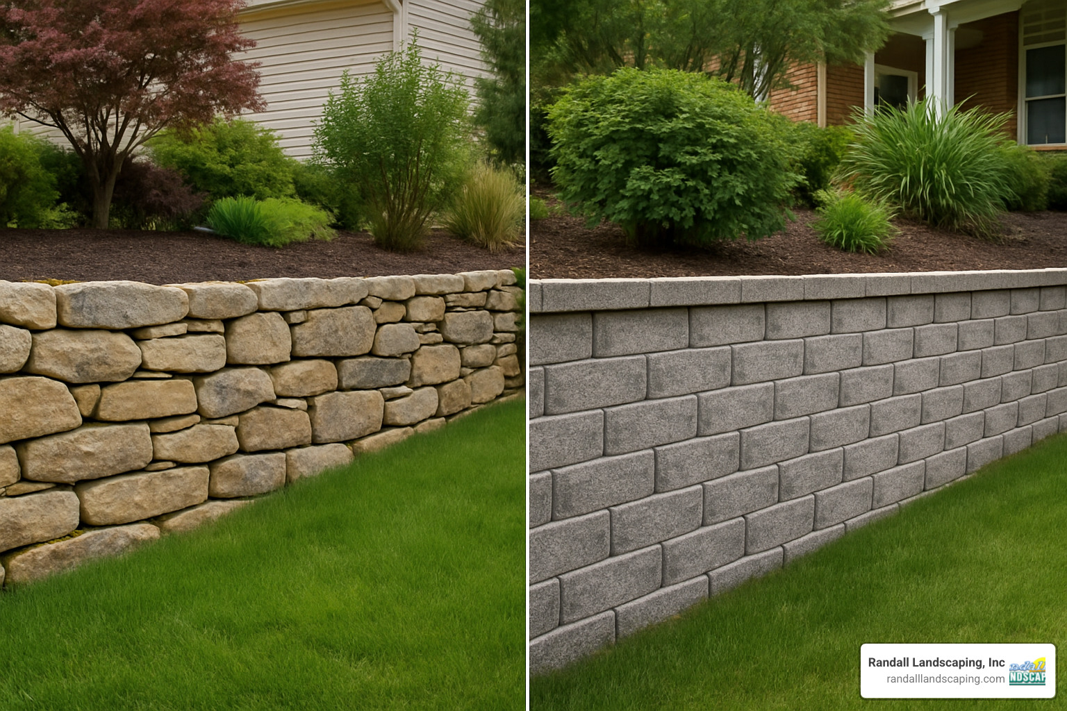 comparison of stone and block retaining walls - Retaining walls Tewksbury MA