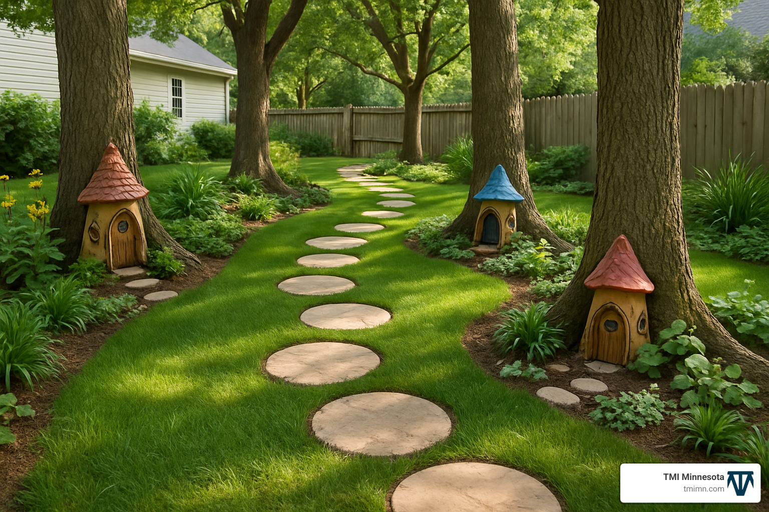 aa7629c9aaf7b8c47195d9d3f48fa6f887bfd71e Transform Your Yard: Top Backyard Playground Inspirations Discover creative Backyard playground ideas for any yard size. Get tips for safety, budget builds, sensory play, and family fun! whimsical backyard nature trail with stepping stones - Backyard playground ideas