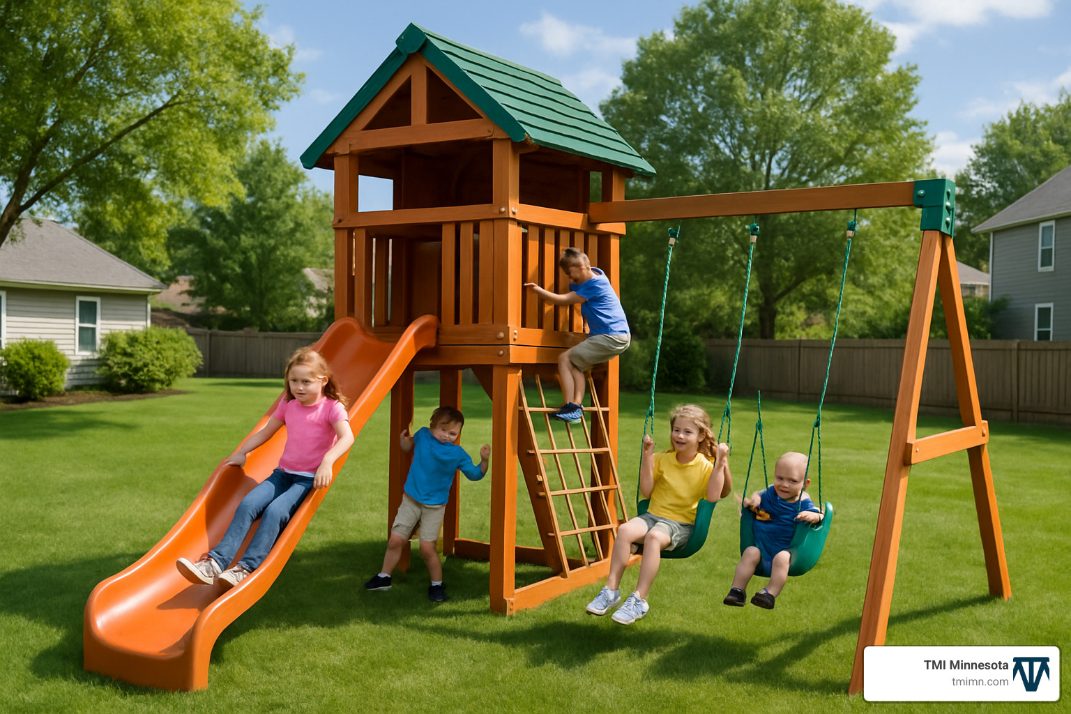 d35d8a9f5b5811abd156354ae33c97521fa00f7a Transform Your Yard: Top Backyard Playground Inspirations Discover creative Backyard playground ideas for any yard size. Get tips for safety, budget builds, sensory play, and family fun! multi-level swing and slide playground - Backyard playground ideas