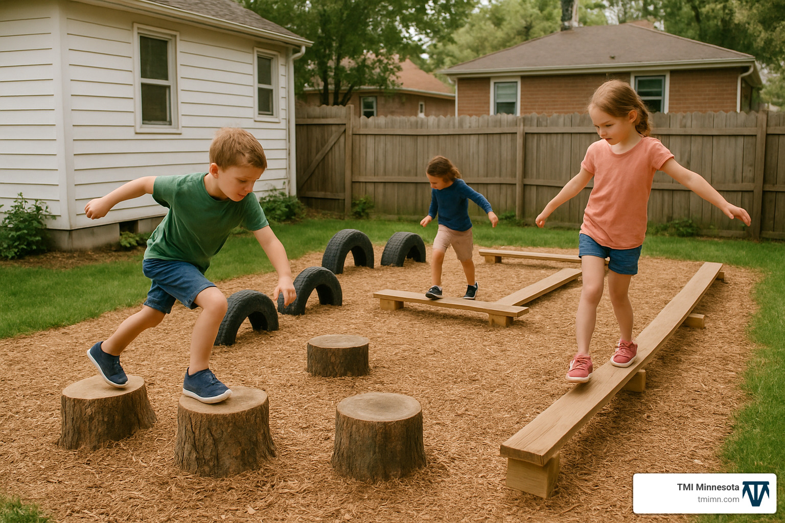 f38e19f09690410af993d12c9eebb3dbef172f4c Transform Your Yard: Top Backyard Playground Inspirations Discover creative Backyard playground ideas for any yard size. Get tips for safety, budget builds, sensory play, and family fun! DIY backyard obstacle course with tires and stumps - Backyard playground ideas