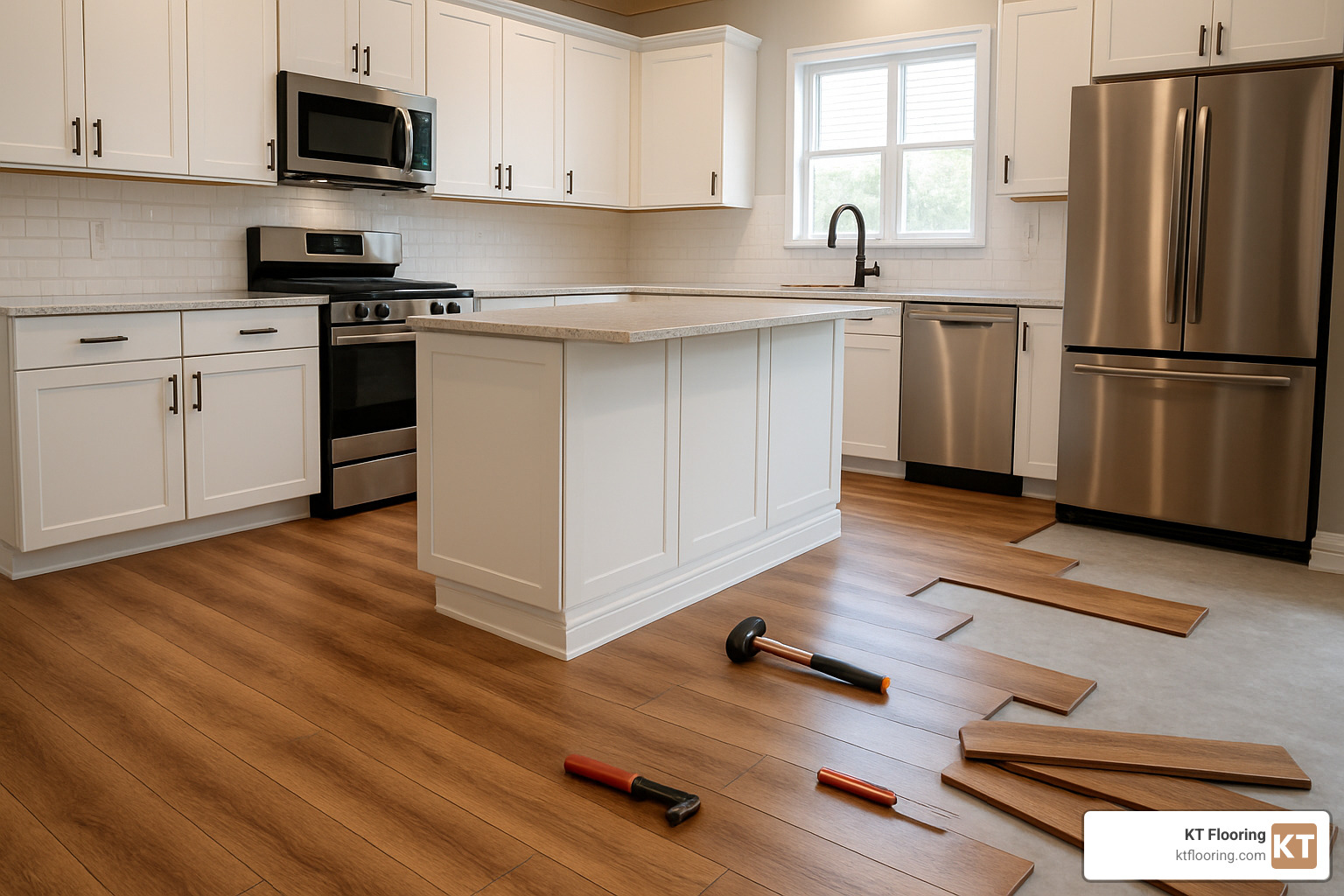 luxury vinyl plank flooring installation in kitchen - flooring companies in nh