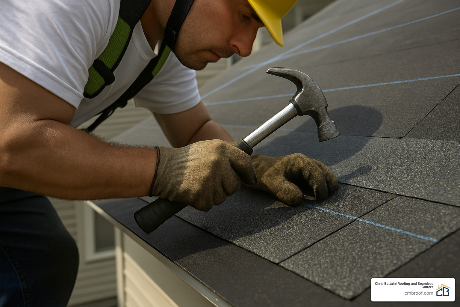 starter row alignment with chalk lines - roof installation