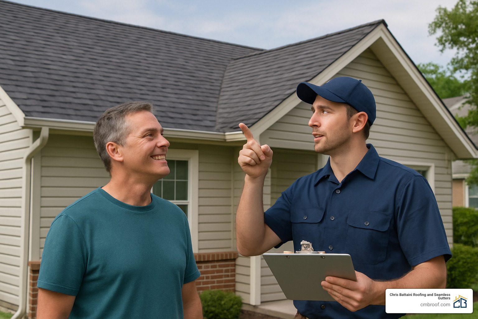 final roof inspection with contractor and homeowner - roof installation