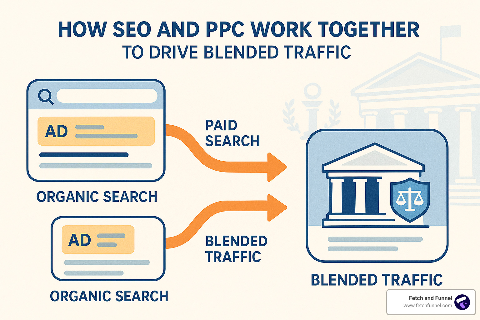 blended traffic sources showing how SEO and PPC work together - attorney seo agency