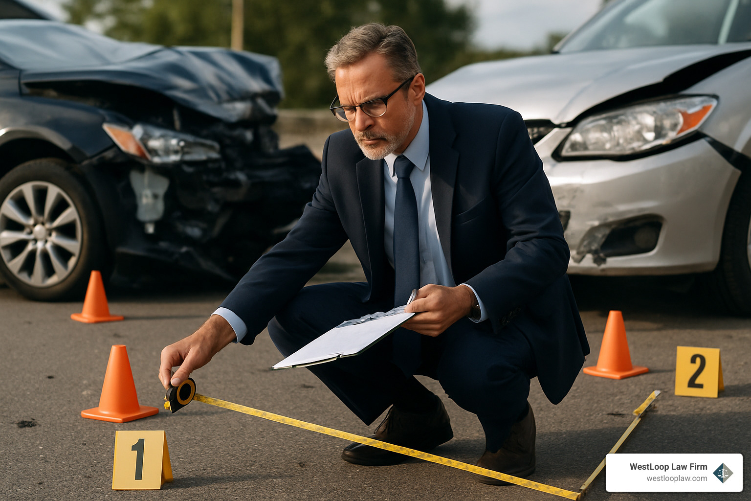 accident reconstruction expert examining evidence - accidental death attorney
