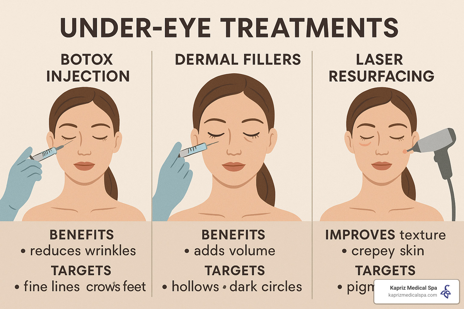 comparison of different under eye treatments including botox, fillers, and laser - how many units for under eye botox