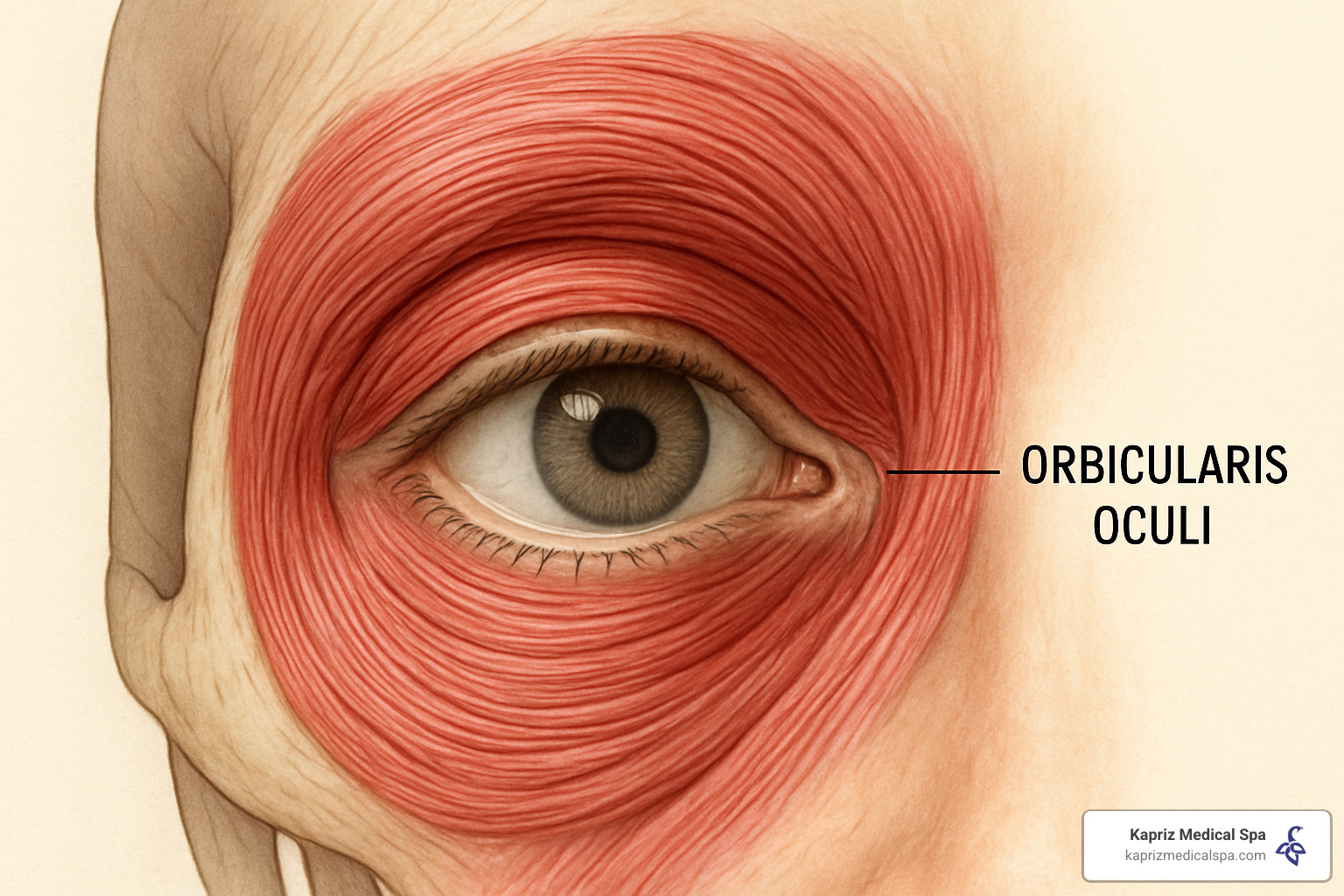 close up of orbicularis oculi muscle anatomy - how many units for under eye botox