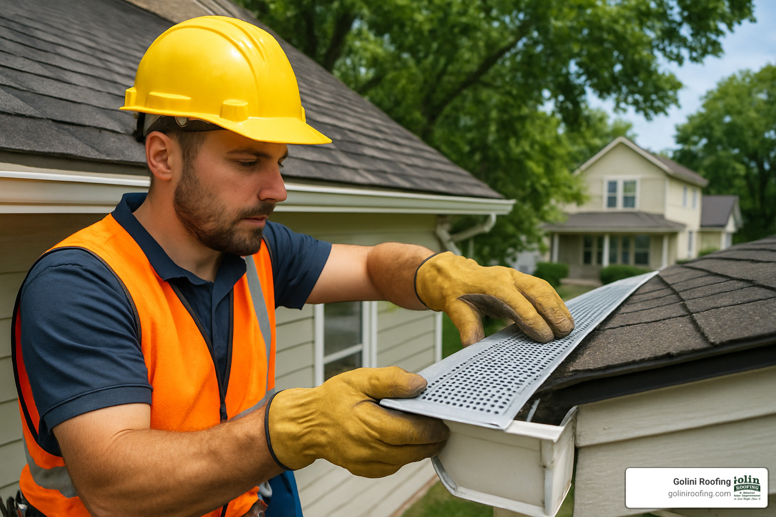gutter guards being installed - guttering contractors near me