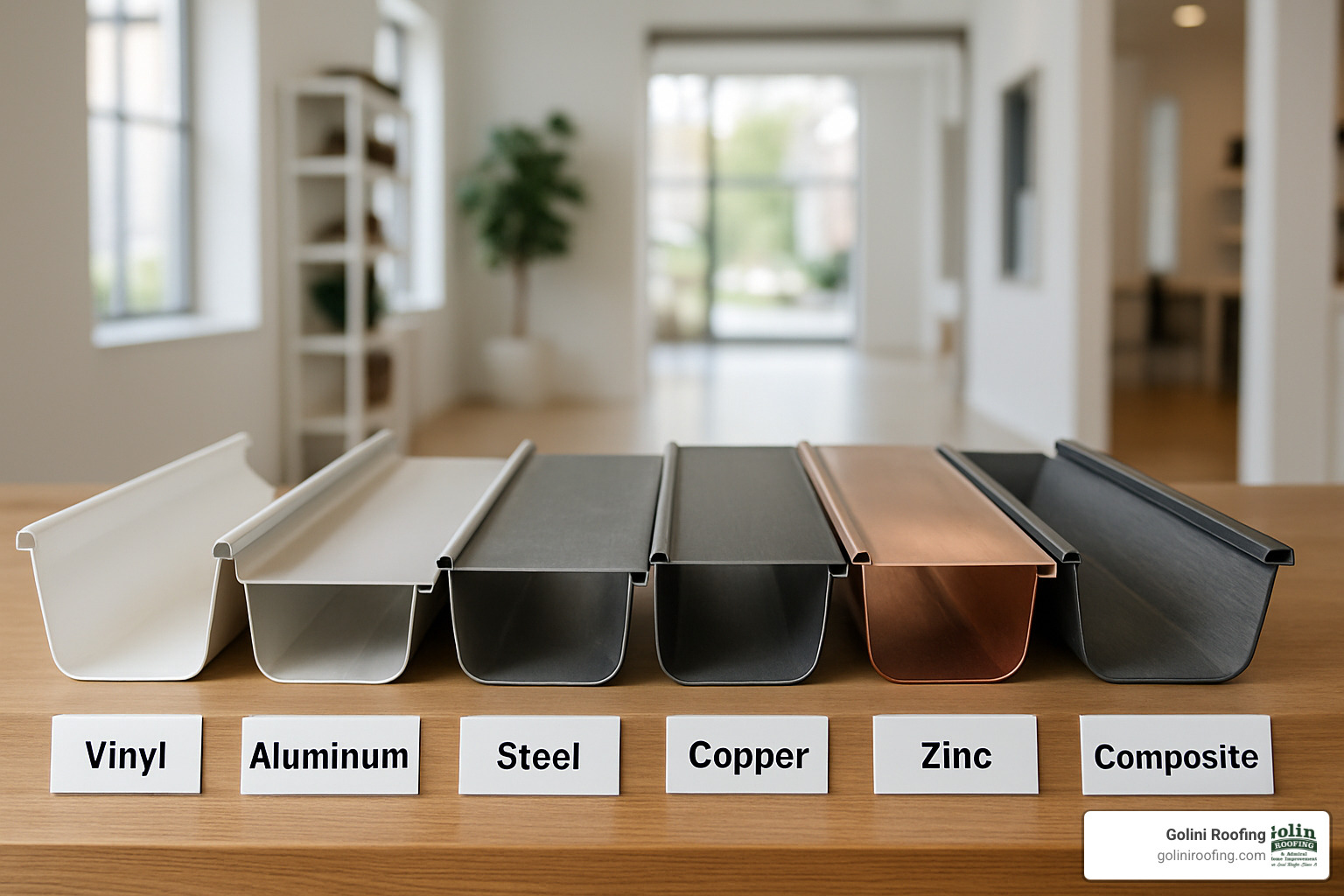 different gutter material samples - guttering contractors near me