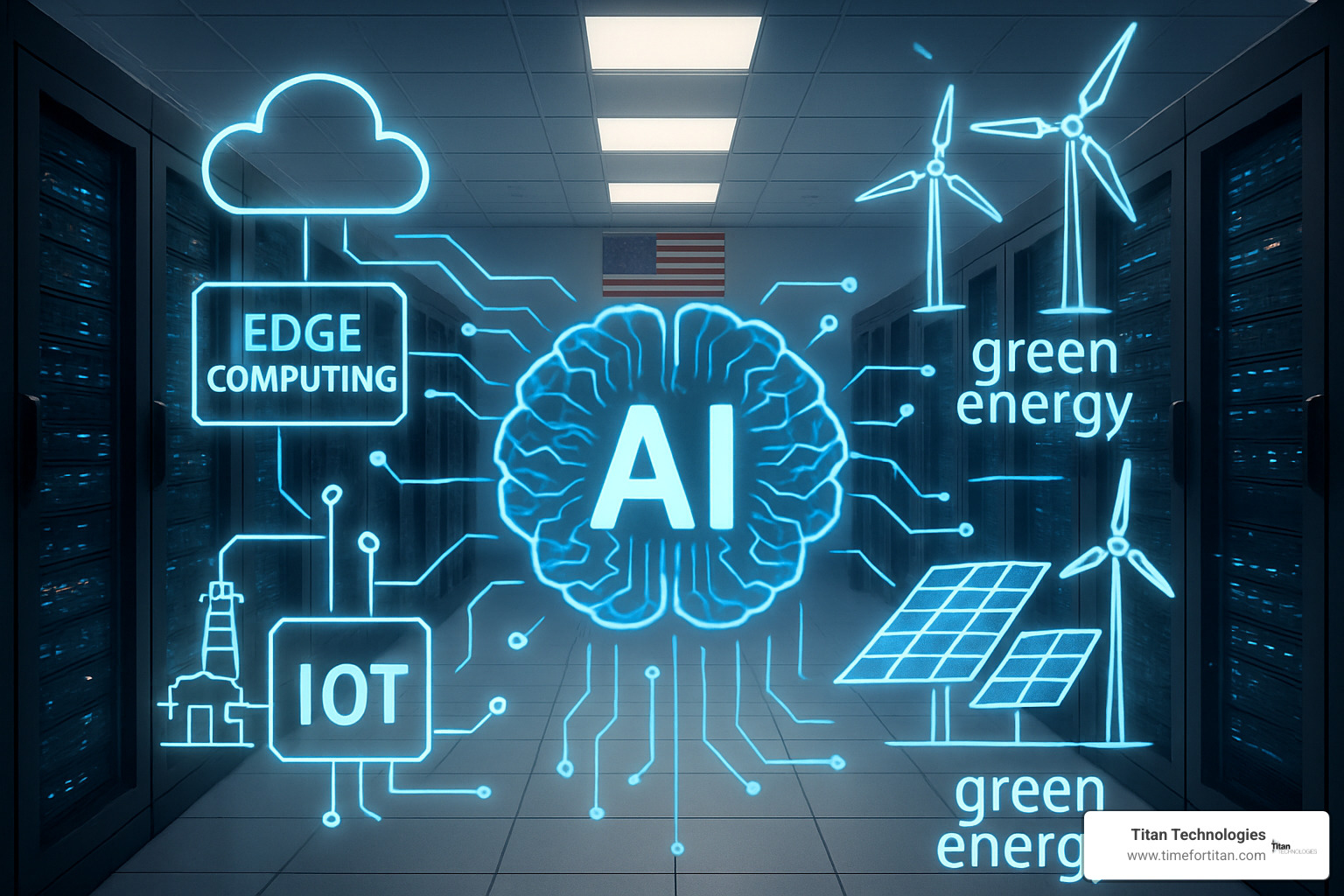 Future cloud computing trends showing AI integration, edge computing, and sustainability initiatives - cloud based services new jersey