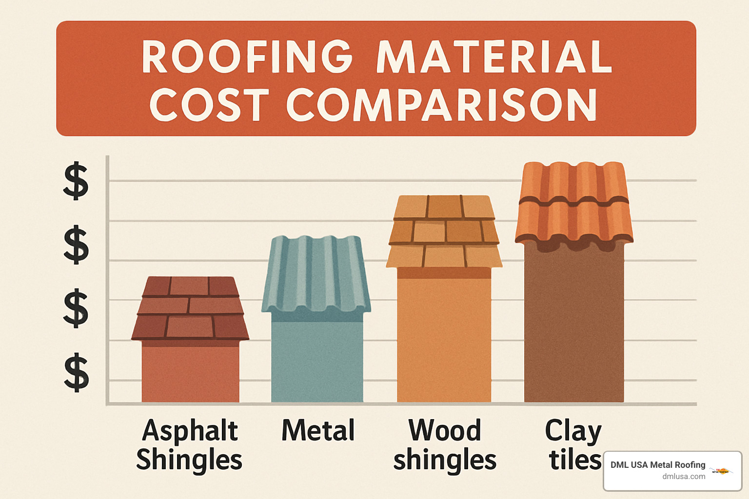 Cost per year comparison chart showing lifetime value of different roofing materials - Roofing material cost comparison
