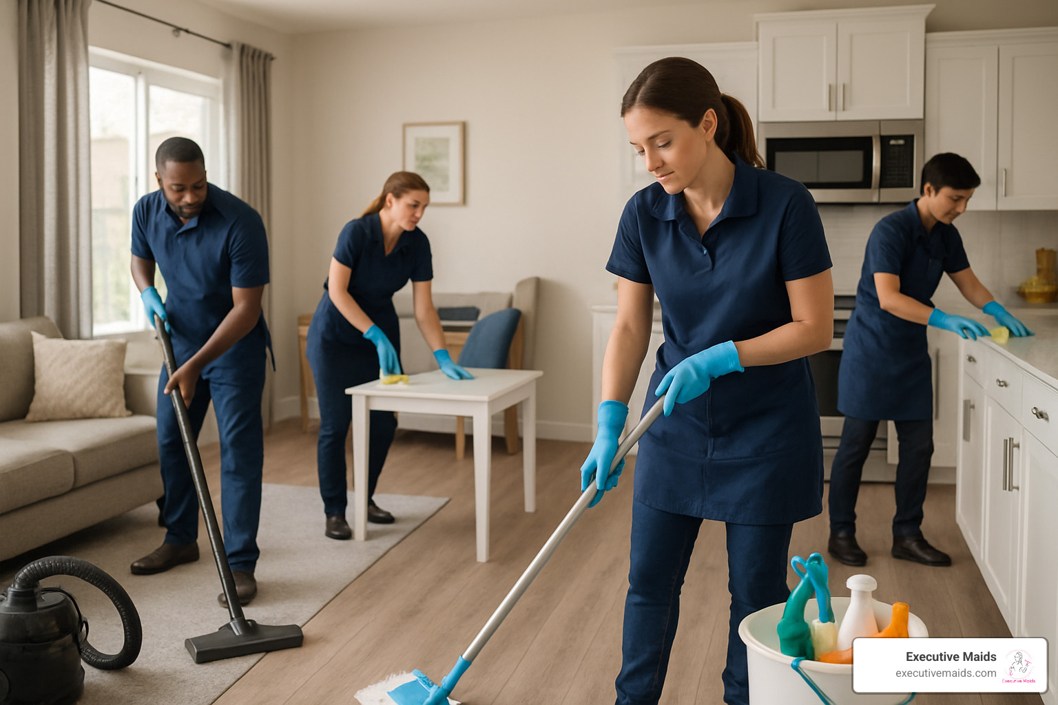professional housekeeping team in action - housekeeping services