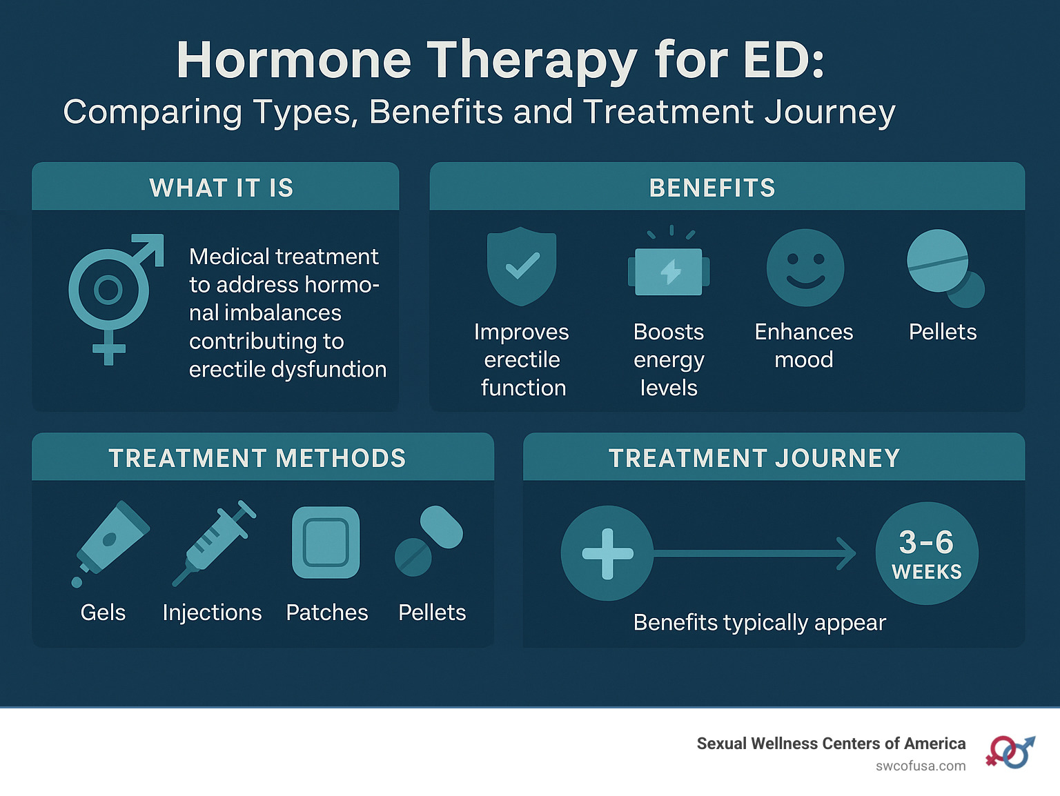 Hormone Therapy for ED: Comparing Types, Benefits and Treatment Journey - Hormone therapy for ED infographic