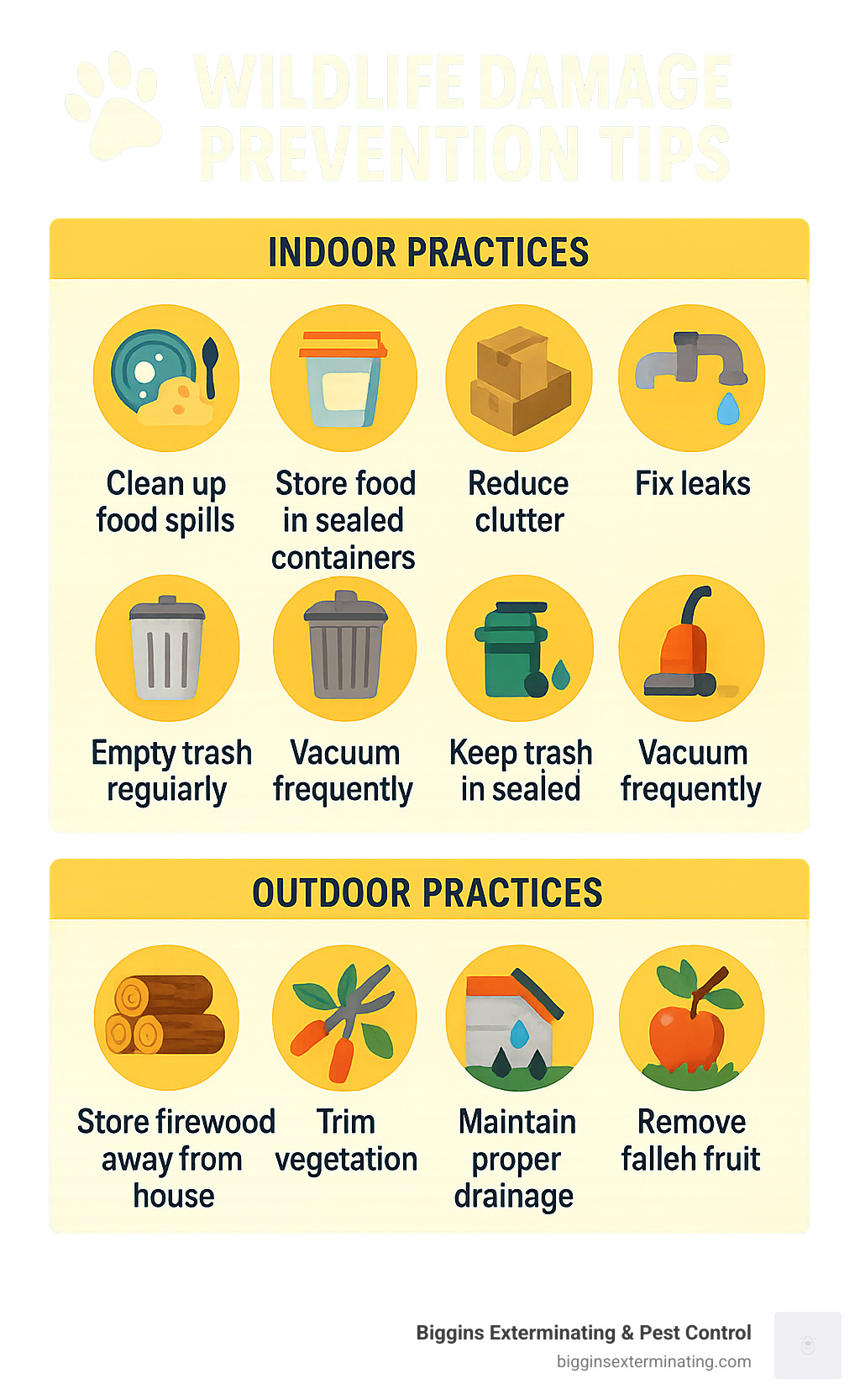 wildlife damage prevention tips - residential pest control andover ma infographic 
