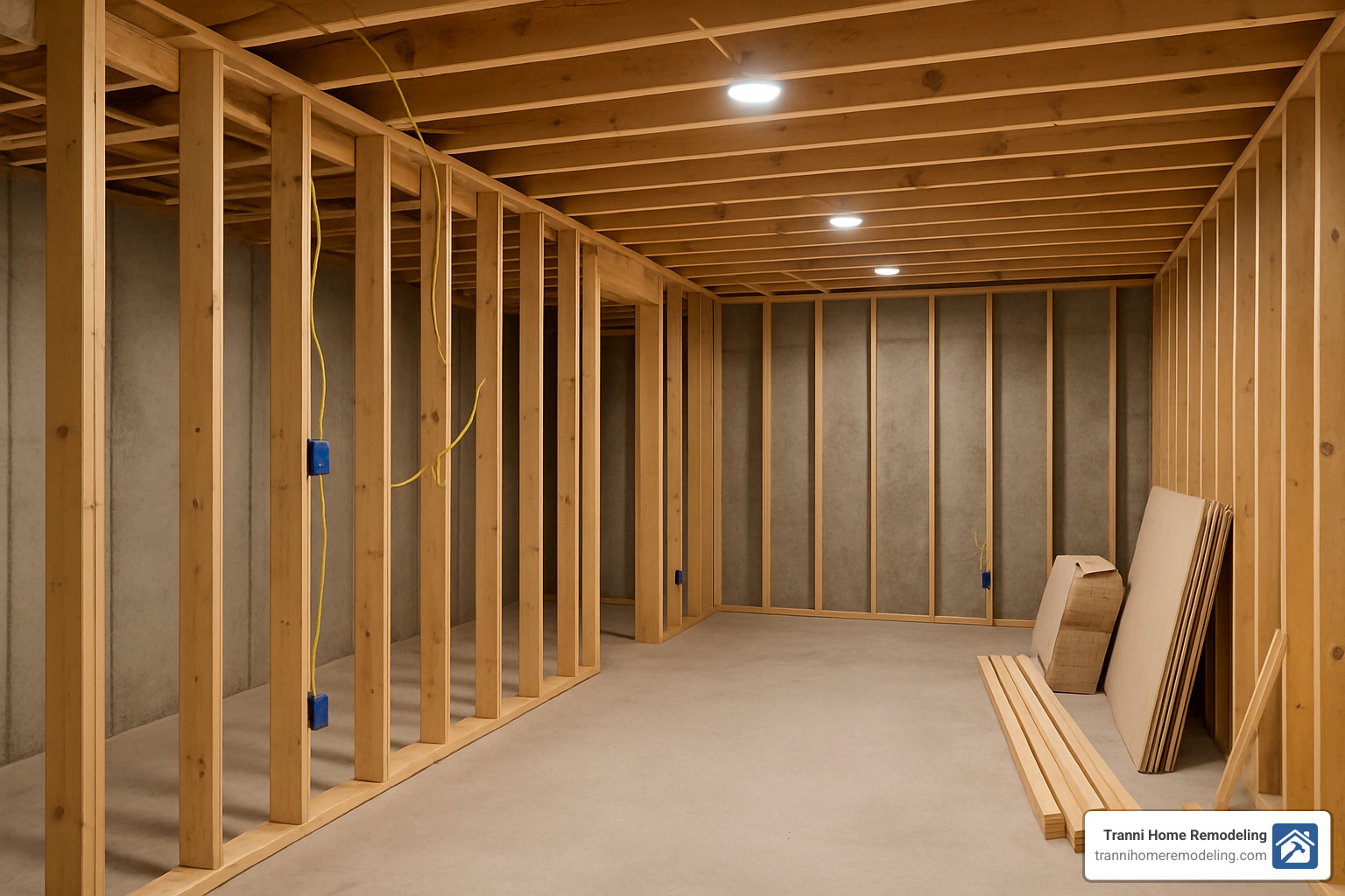 basement framing process - Basement Finishing Services