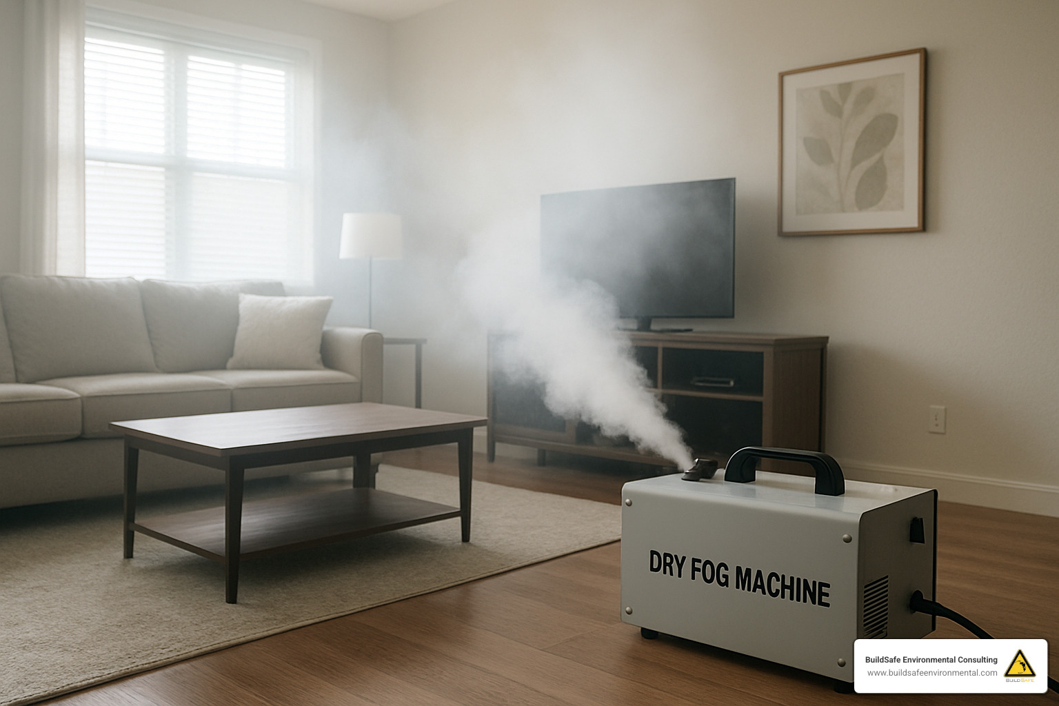 dry fog machine treating a room for mold - mold abatement company