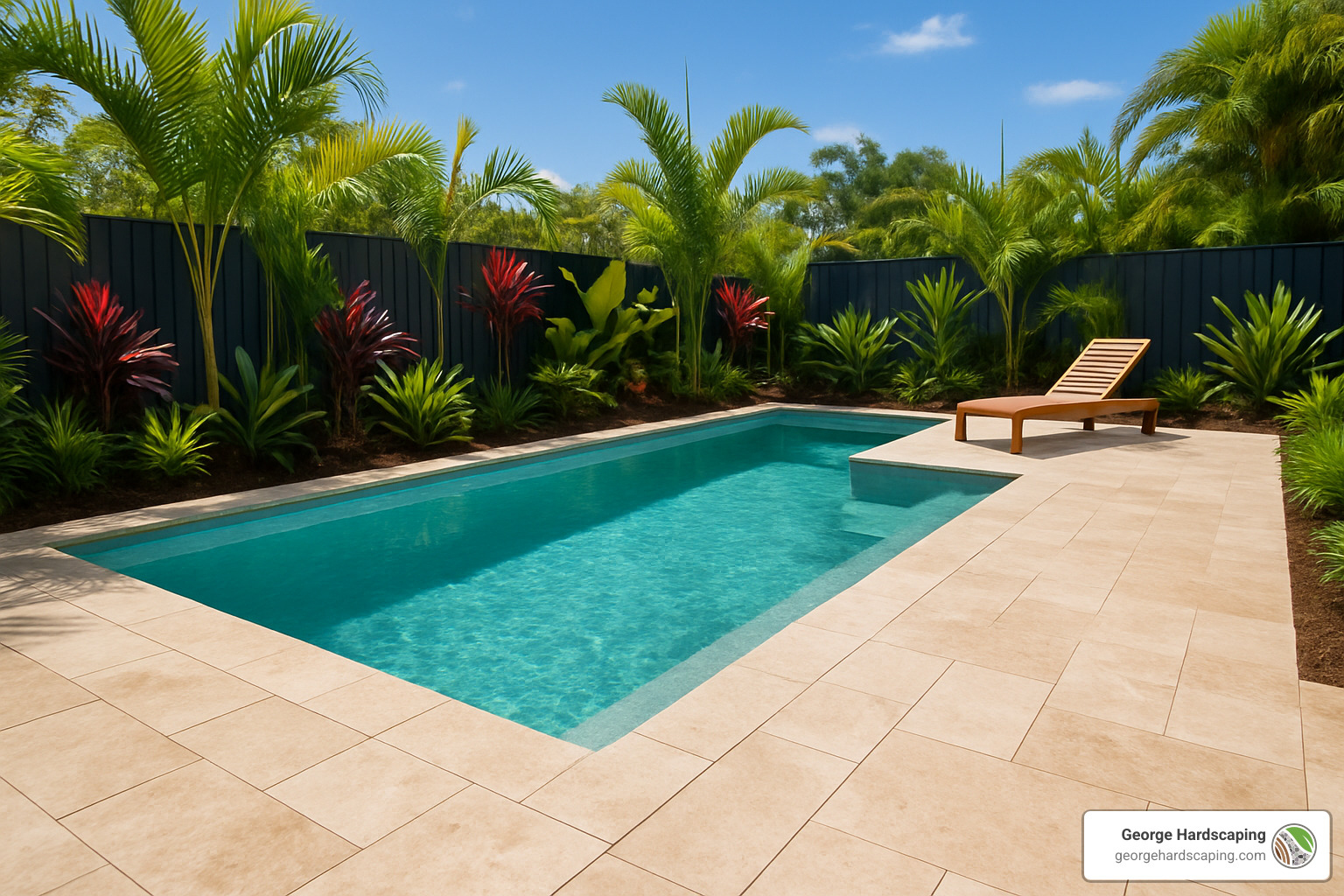 Australian travertine pool deck installation - cost to install pavers around pool