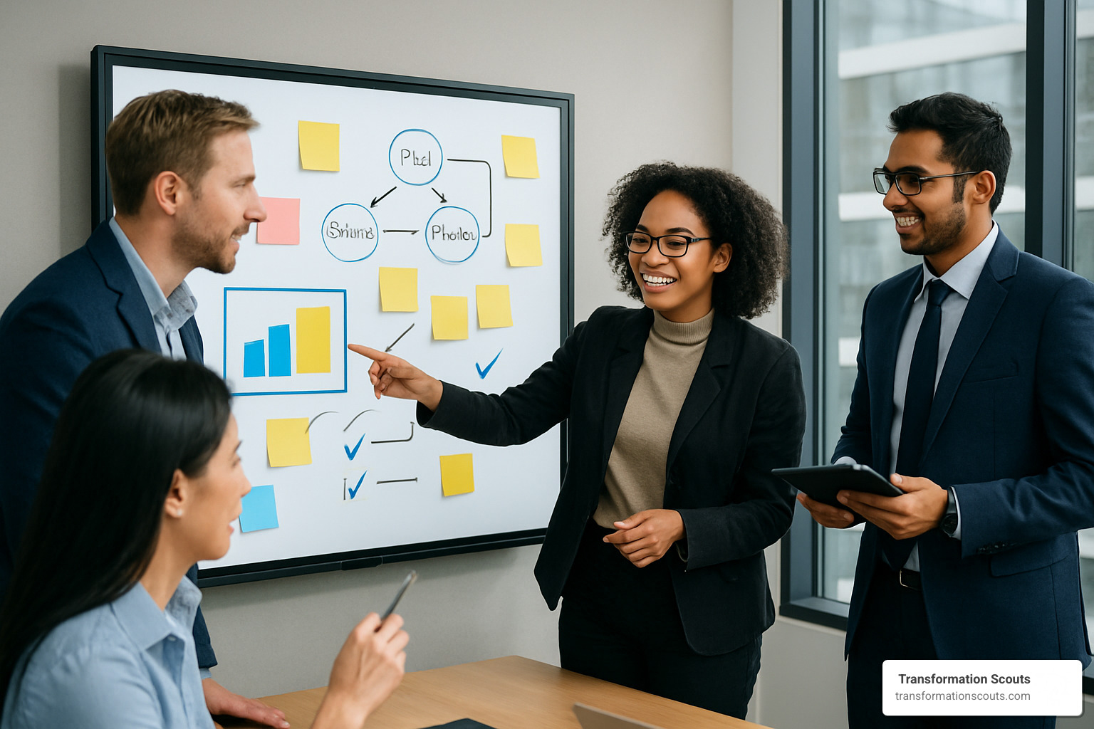global team collaborating on virtual whiteboard - corporate debt restructuring companies