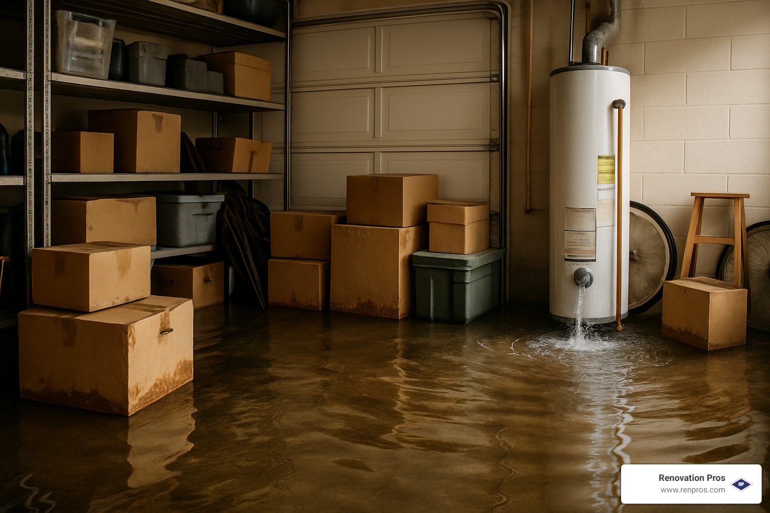 water heater failure flooding a garage - plumbing water damage temecula water heater failure flooding a garage - plumbing water damage temecula