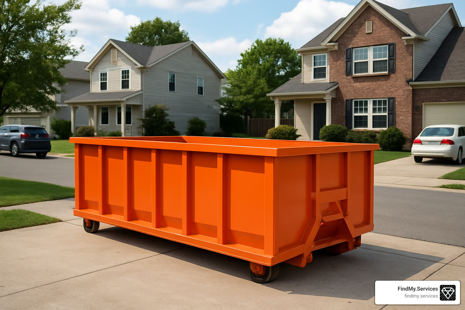 20 yard dumpster on residential street - dumpster hire near me