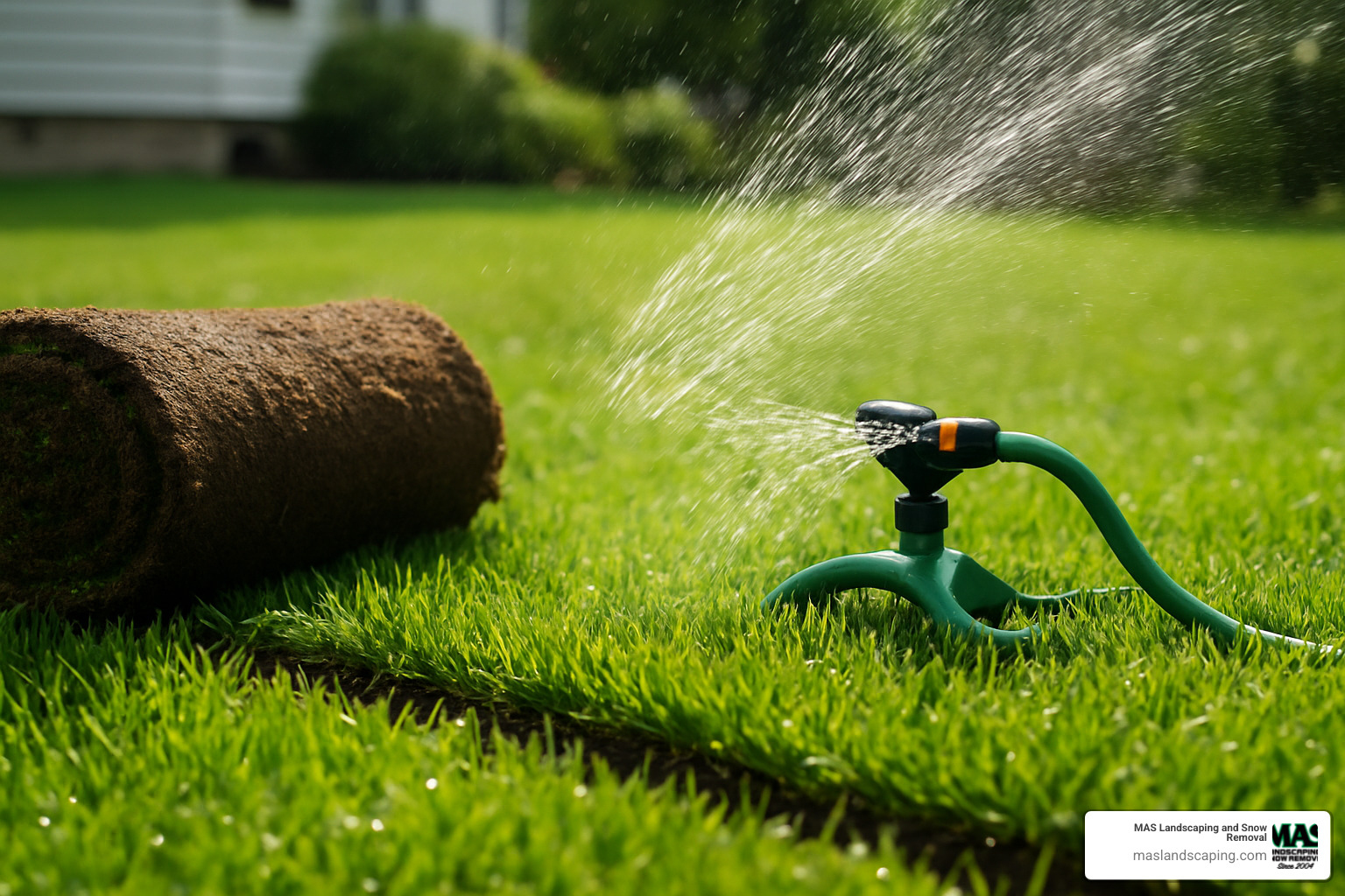 watering new sod with sprinkler - how to care for new sod
