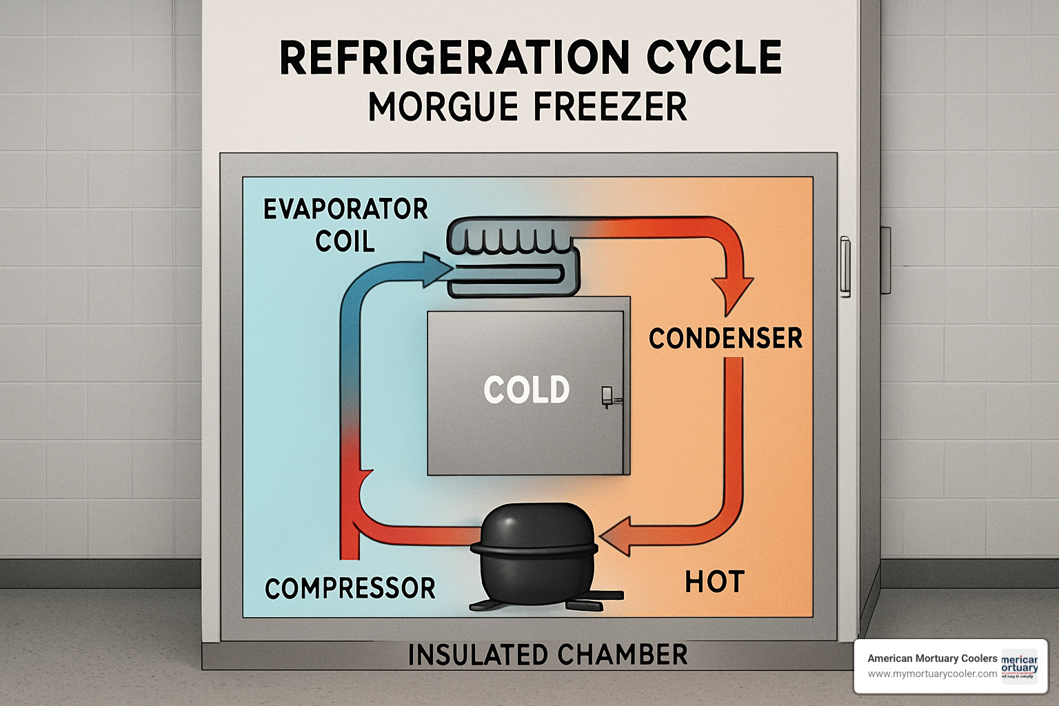 refrigeration cycle in morgue freezer - dead body morgue freezer