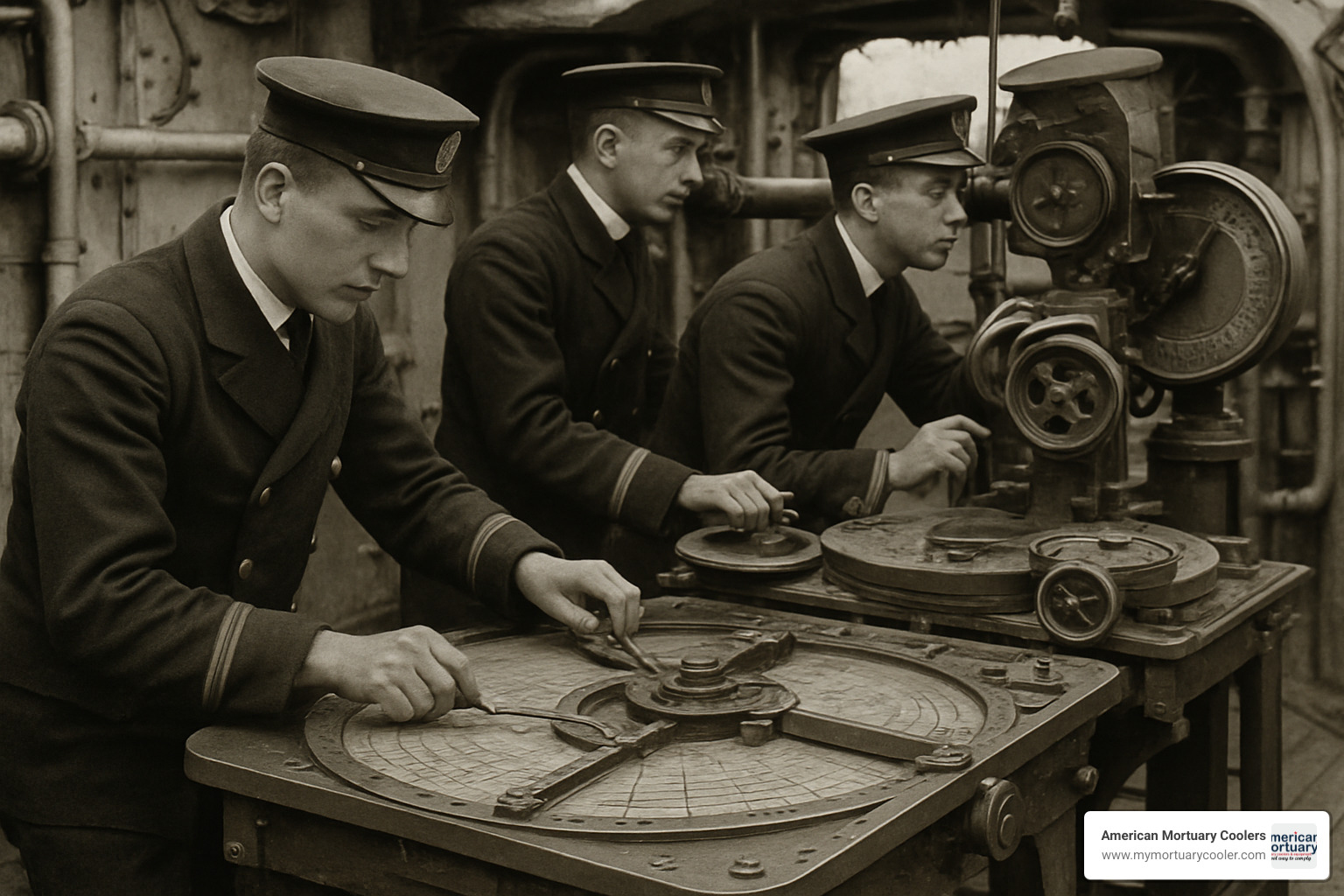 Naval officers operating fire control equipment - mark iv table 2
