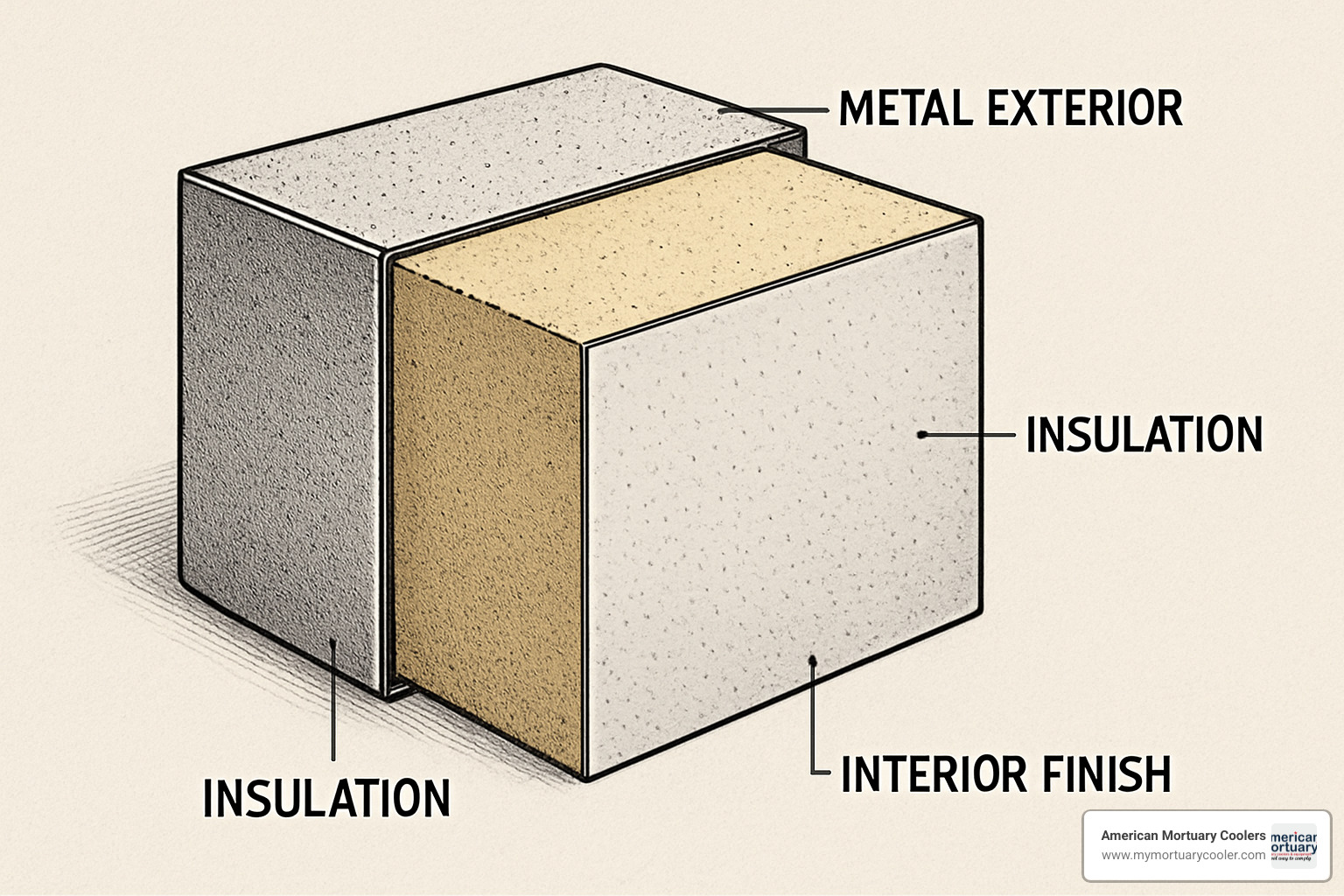 cross-section of mortuary cooler insulated panel - mortuary walk-in coolers