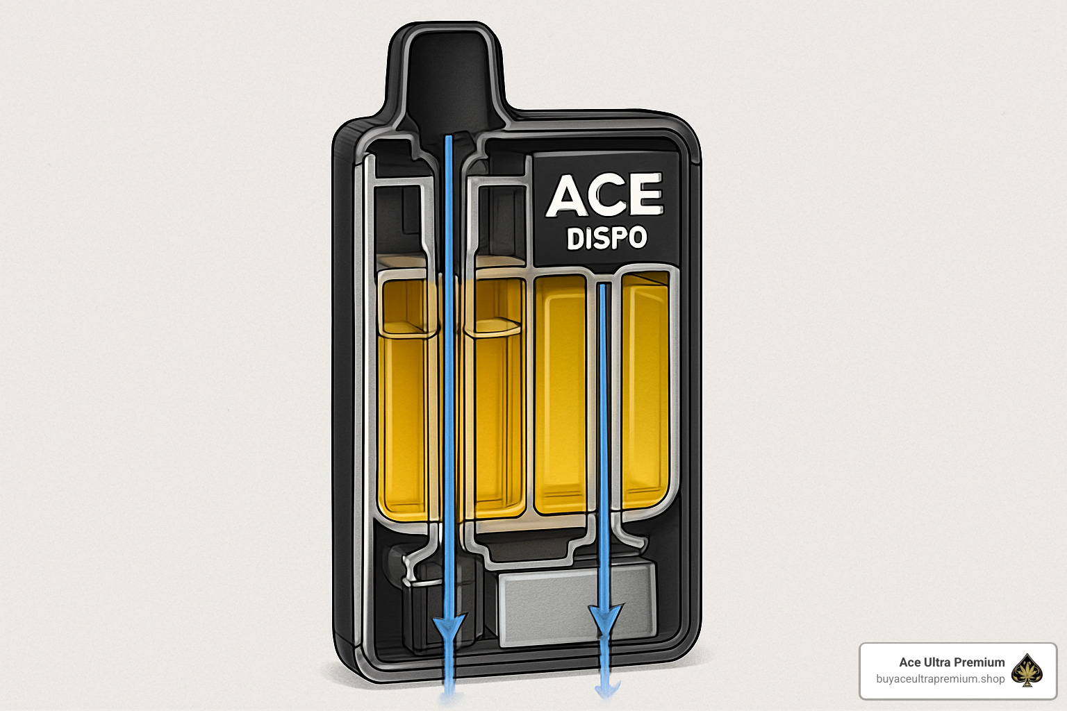 Ace Dispo cross-section showing dual cartridge technology - ace dispo