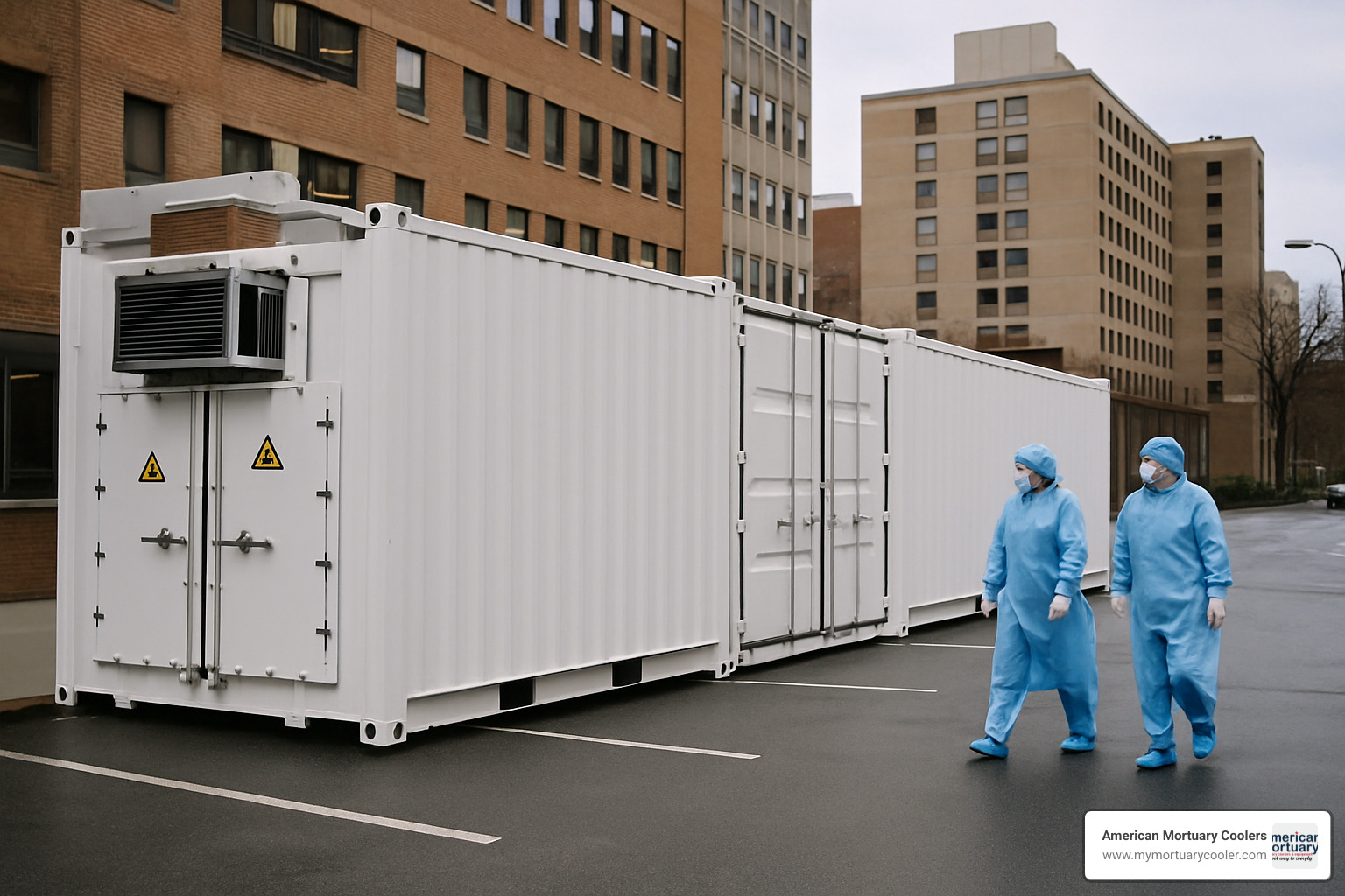 modular cold container system for morgue use - refrigerated trucks used as morgues