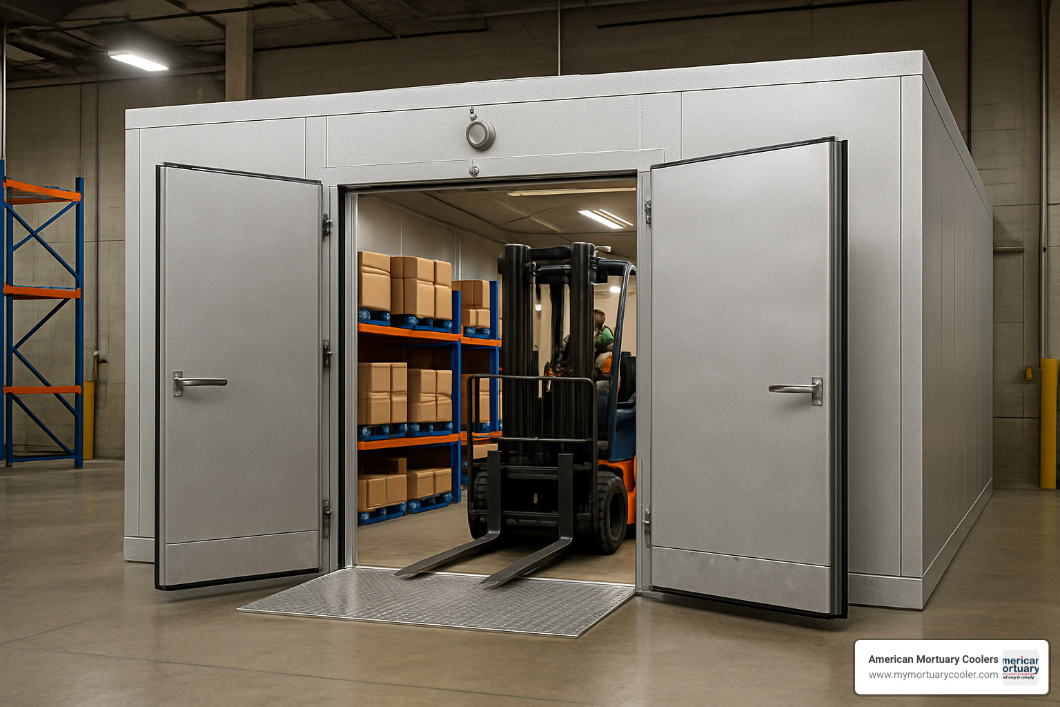 large industrial walk in cooler with forklift access - large walk in cooler