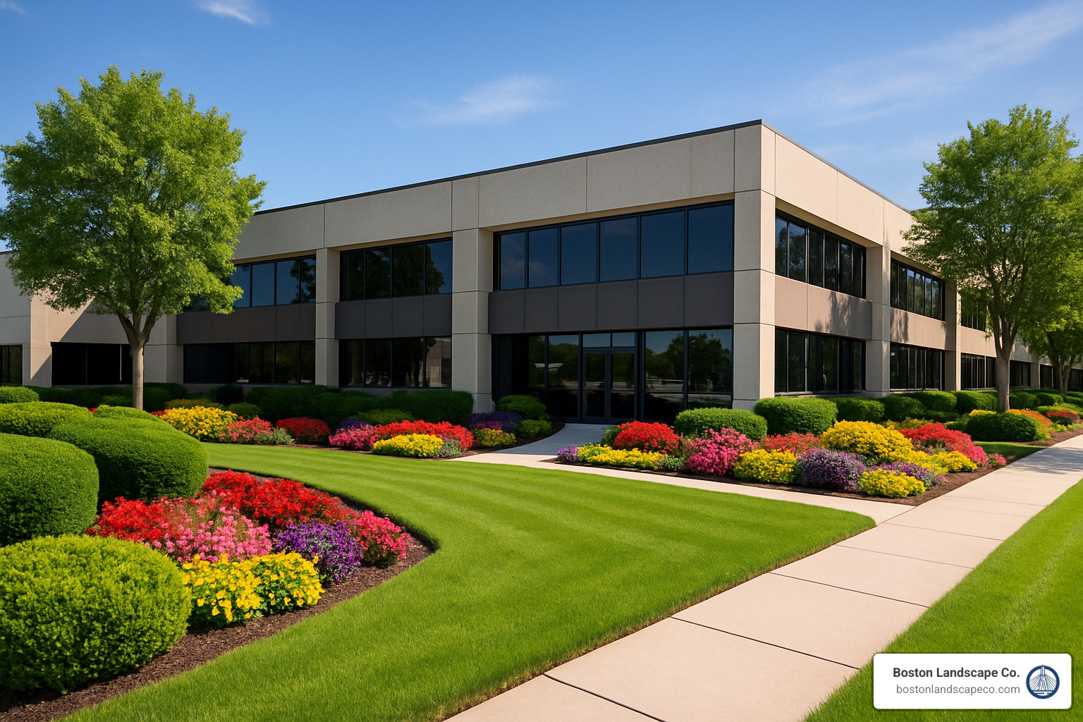 commercial property with well-maintained landscaping - building maintenance near me