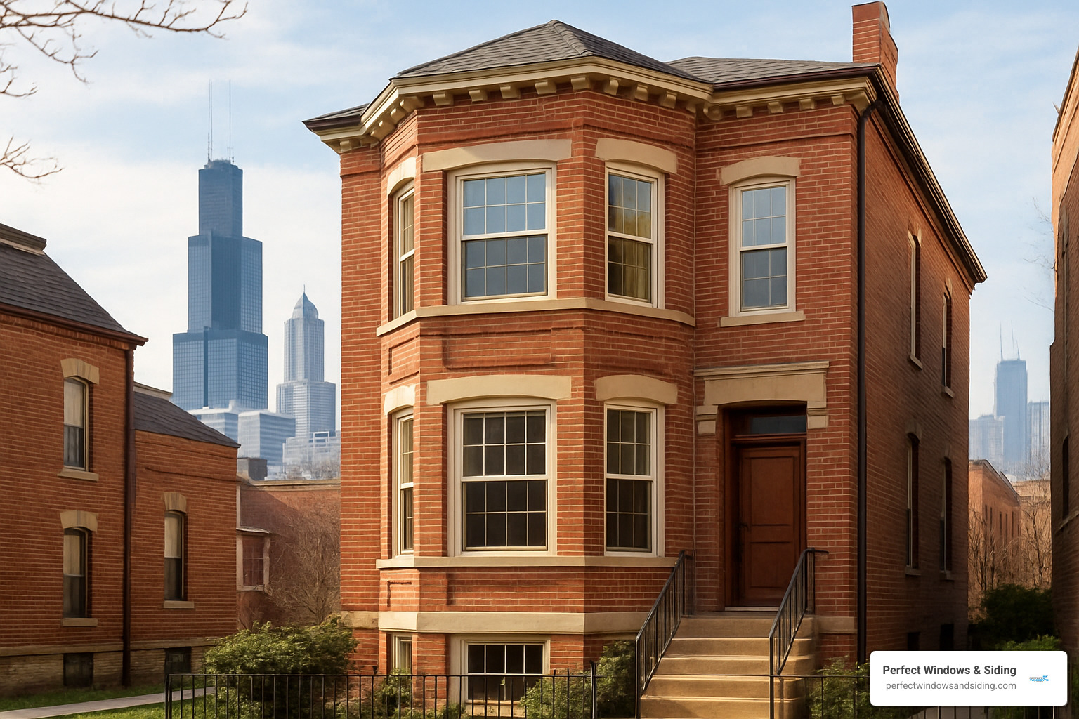 Chicago home with custom bay windows - Custom window designs Chicago