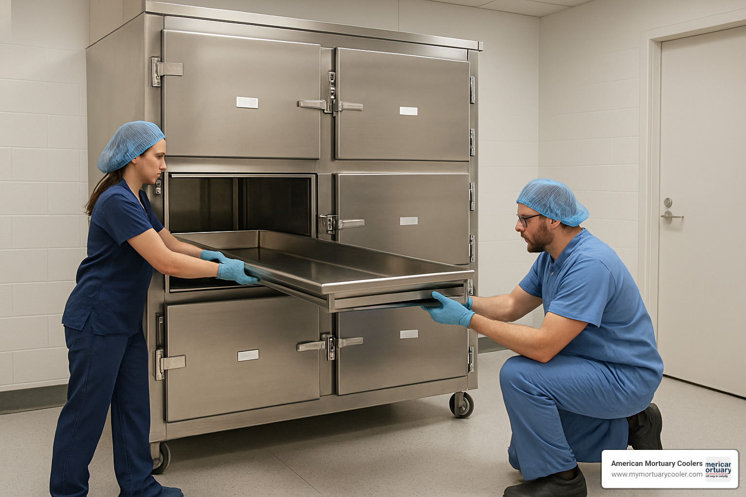 morgue cooler installation - morgue drawer