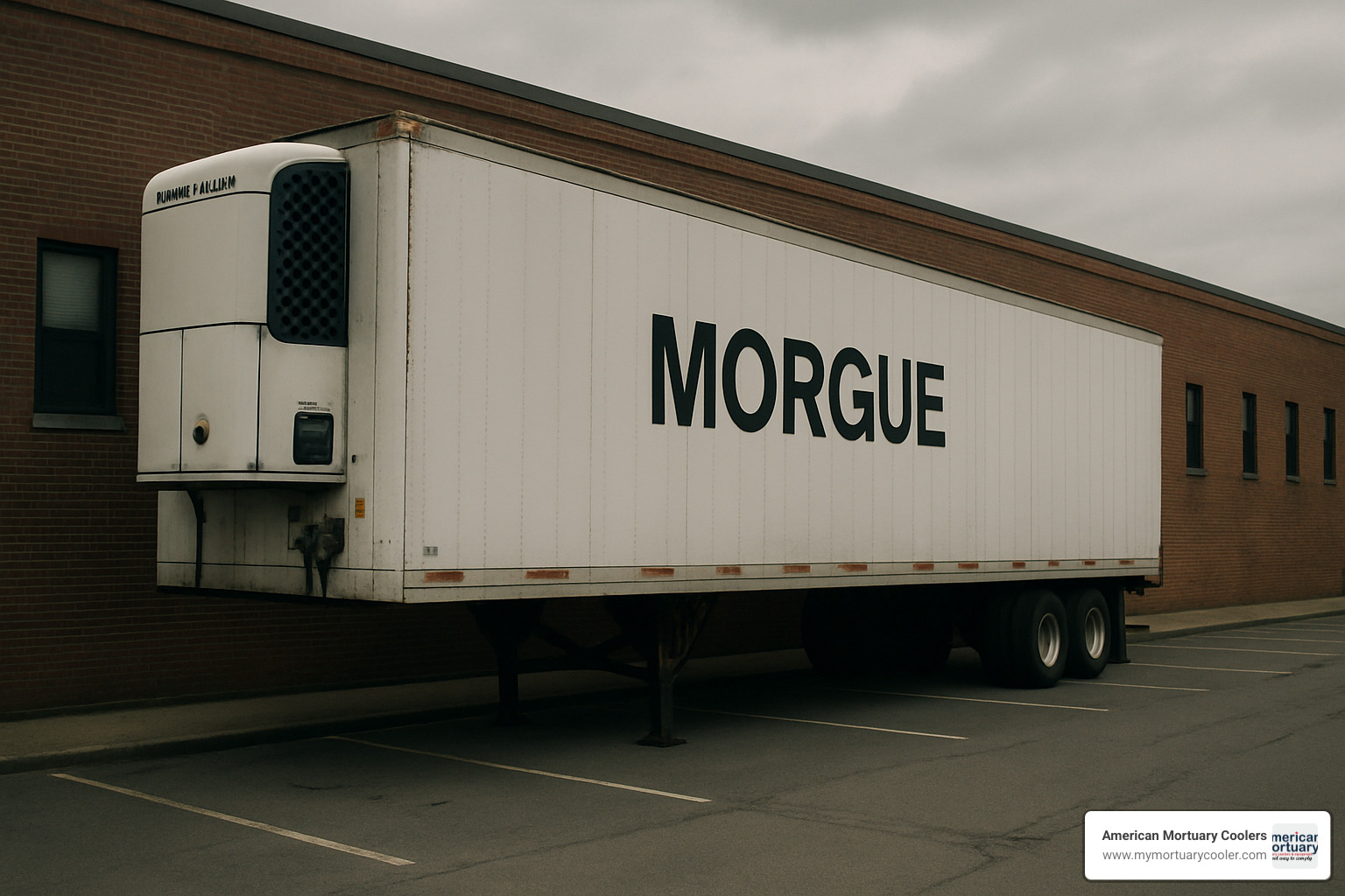 Portable MERC cooling system for temporary morgue use - freezer trucks used as morgues