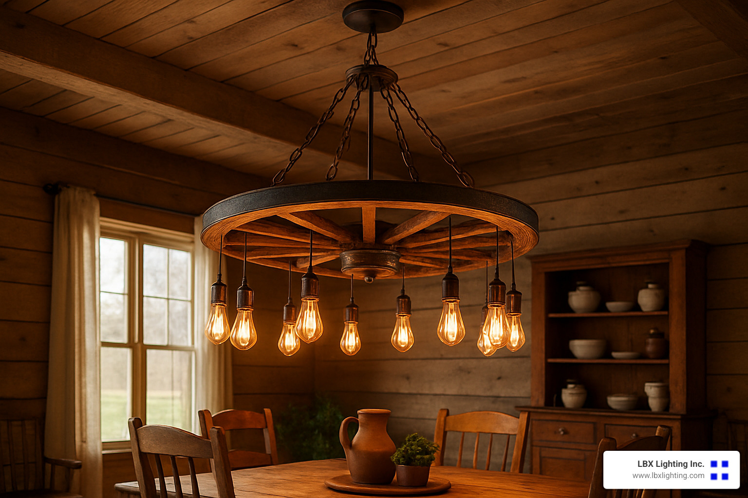 Rustic Radiance: Your Guide to Wagon Wheel Light Fixtures 10 rustic wagon wheel chandelier with Edison bulbs - rustic wagon wheel light fixture