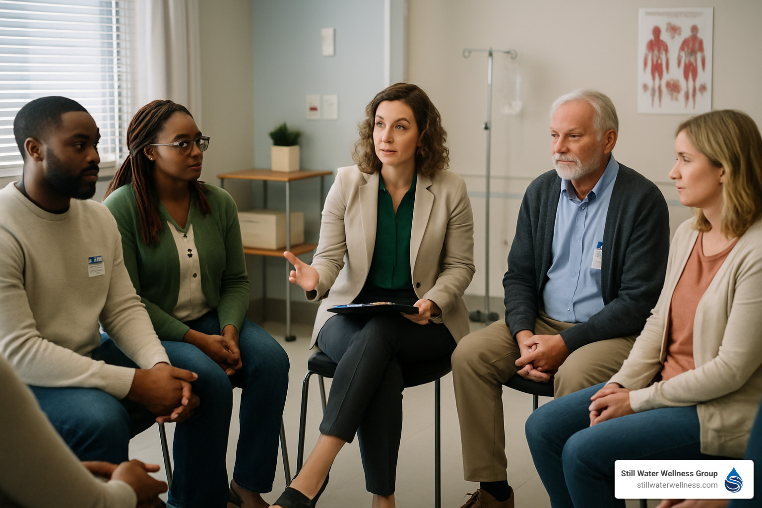 group therapy session in hospital setting - inpatient mental health care