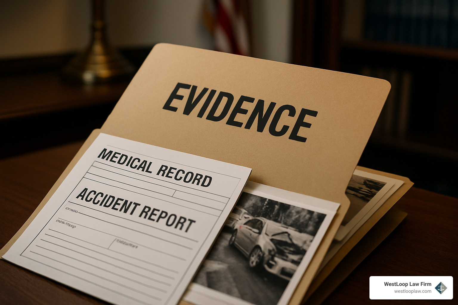 Evidence folder containing medical records, accident reports, and photographs - houston personal injury lawyer