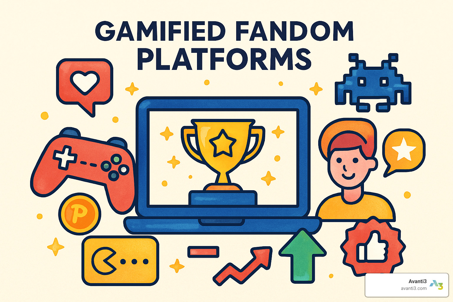 Avanti3 platform dashboard showing gamification tools and analytics - Gamified Fandom Platforms