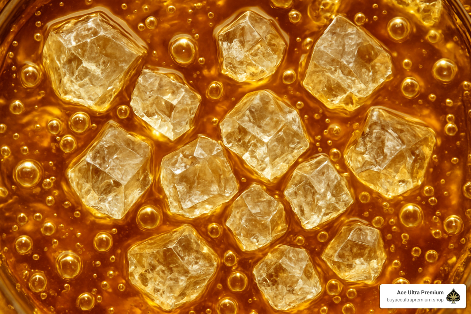 Microscopic view of diamond sauce showing THC crystals - ace ultra premium thc percentage