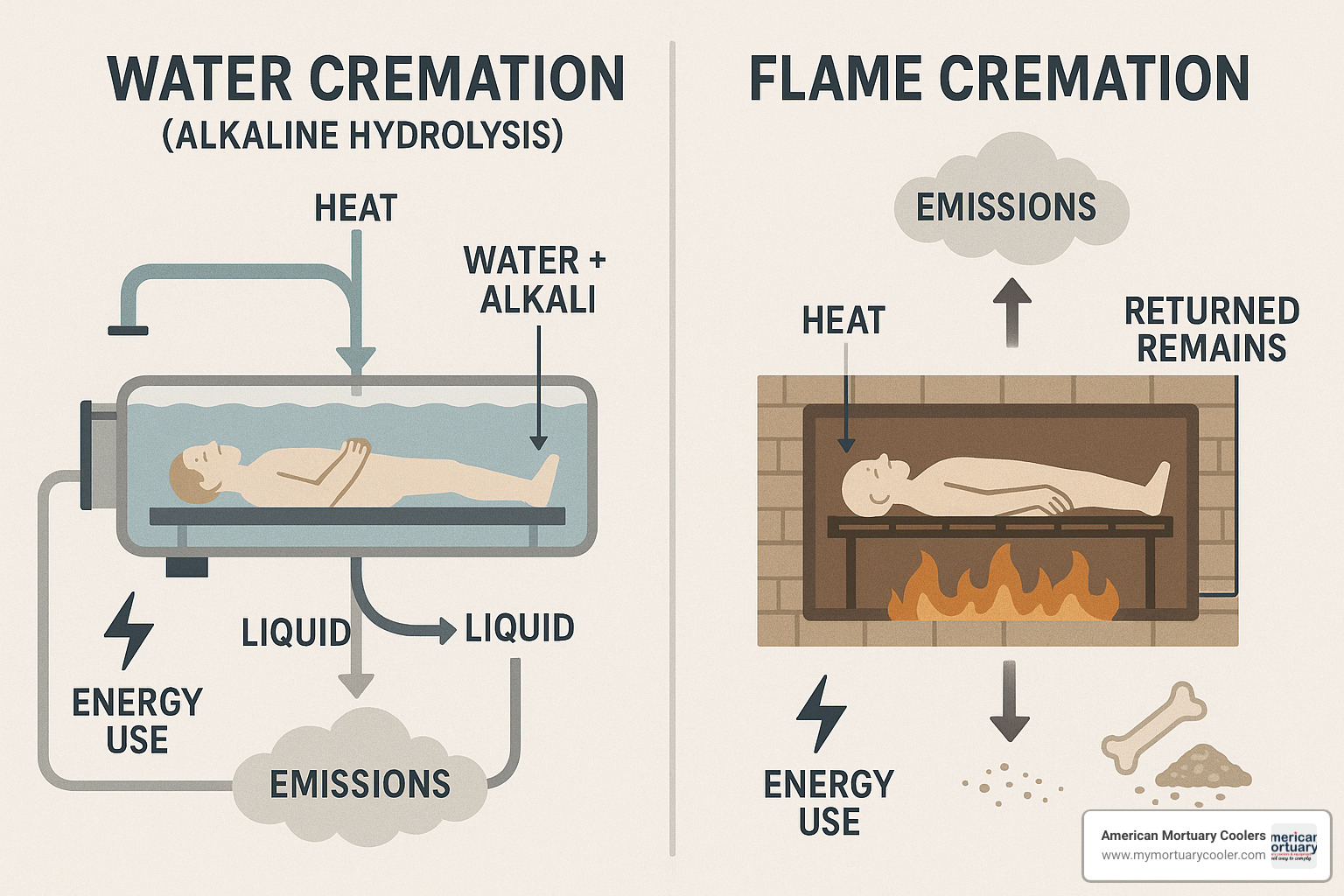 comparison of water cremation and flame cremation processes - how much is water cremation