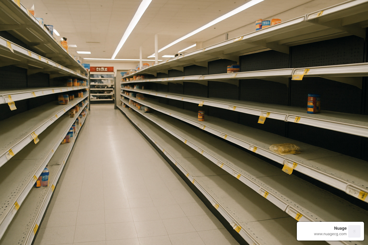 empty grocery store shelves during supply chain disruption - NetSuite for CPG companies