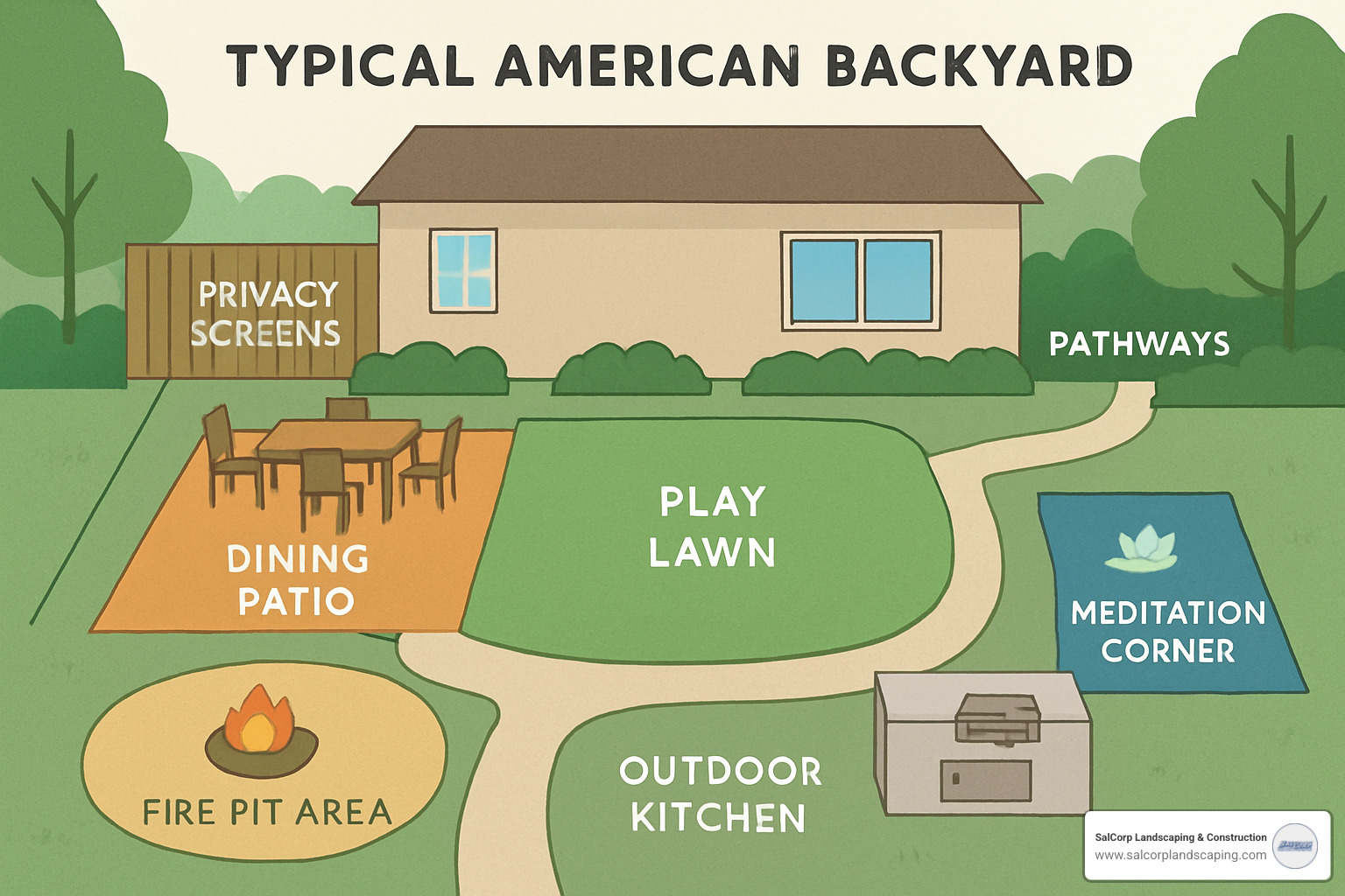 functional backyard zones diagram - back yard landscaping